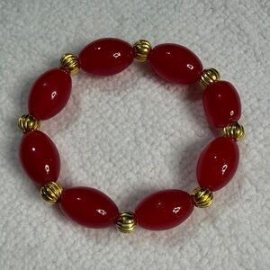 Elegant Red and Gold Beaded Bracelet
